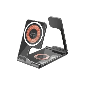 شارژر بی‌سیم پرومیت مدل Promate LUCIDFOLD-TRIO با سه درگاه شارژ 