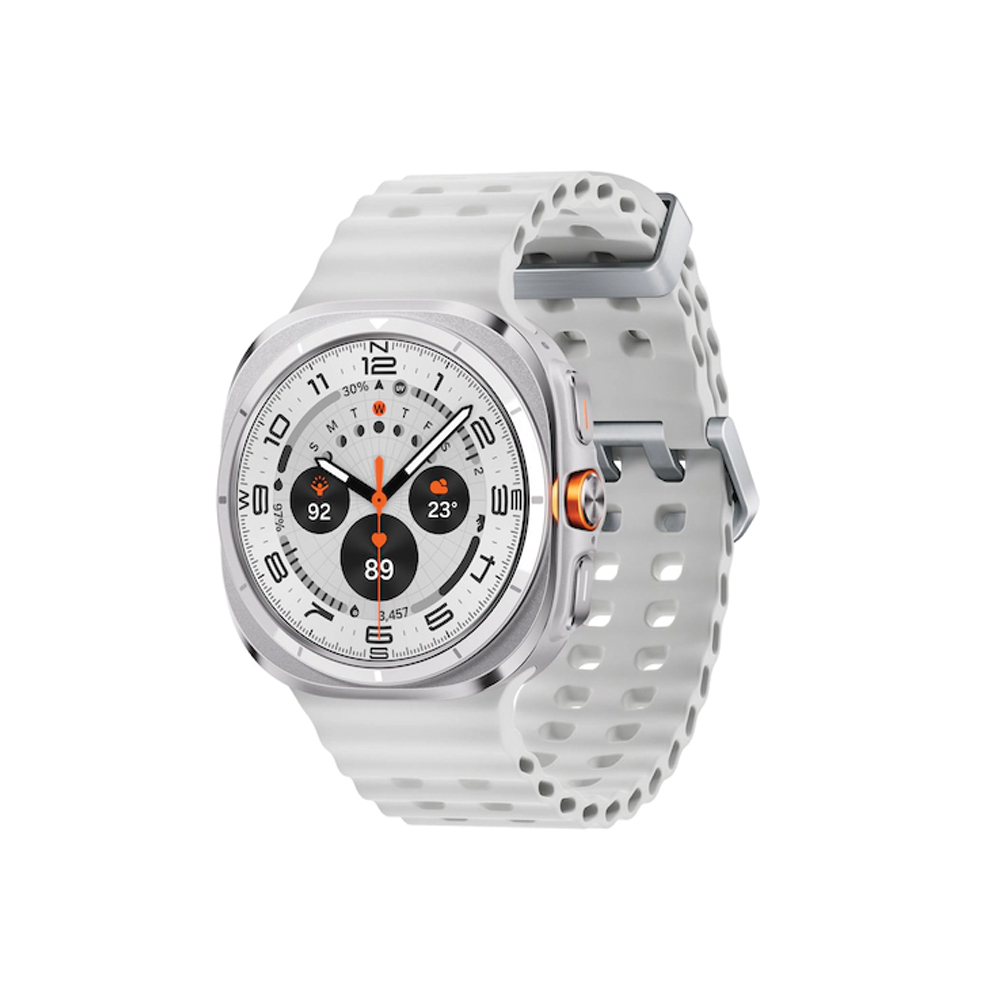 ساعت هوشمند سامسونگ مدل Galaxy Watch Ultra دارای قابلیت های کنترل موسیقی (Music Player)، قابلیت مکالمه از طریق بلوتوث، قابلیت تغییر طرح ساعت یا تم، صفحه همیشه روشن (Always-on Display)، پشتیبانی از دستیار صوتی بند سیلیکون