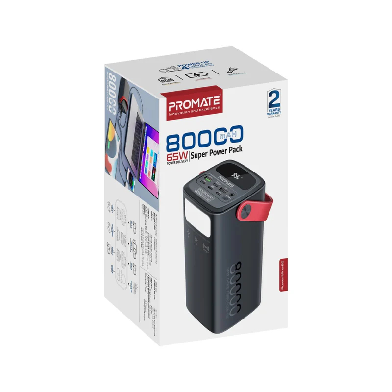 پاوربانک پرومیت مدل POWERMINE-80 ظرفیت 80000 میلی‌آمپرساعت