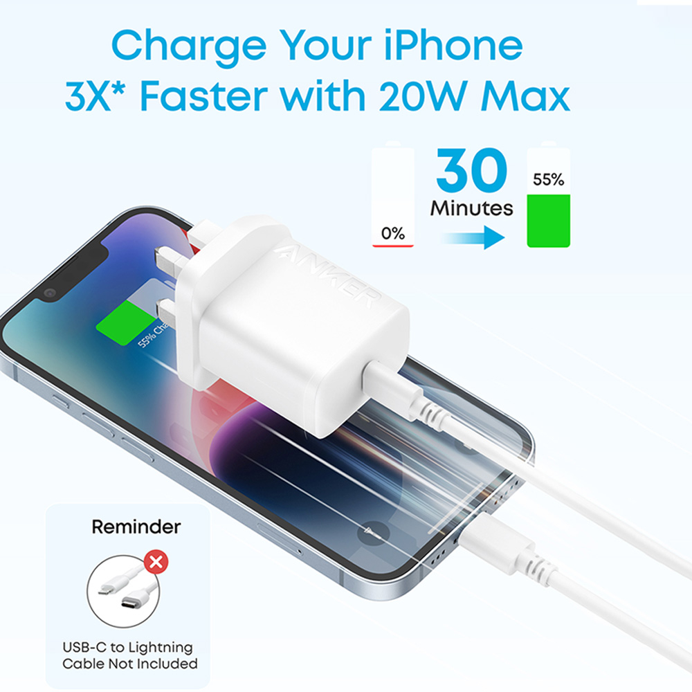 شارژر دیواری 20 وات انکر مدل B2347K21 به همراه کابل Type-C به Type-C به طول 1.5 متر